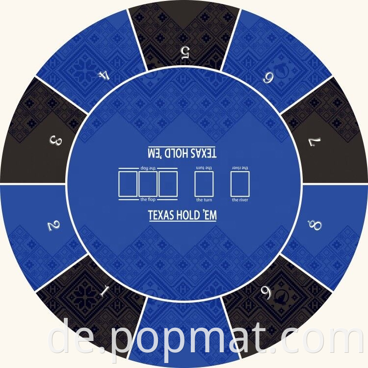 Runde Gummi -Backed -Tisch -Poker -Glücksspielmatte Custom Printing Gummispielmatte